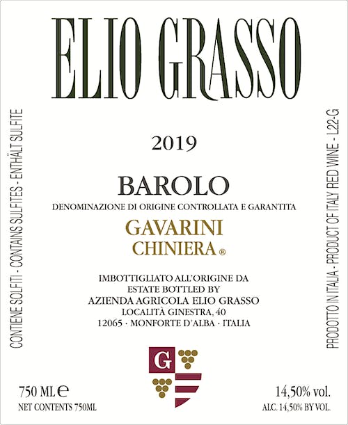 Elio Grasso Barolo Gavarini Chiniera 2019