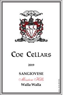 Coe Cellars Sangiovese Mission Hills Vineyard Walla Walla 2019
