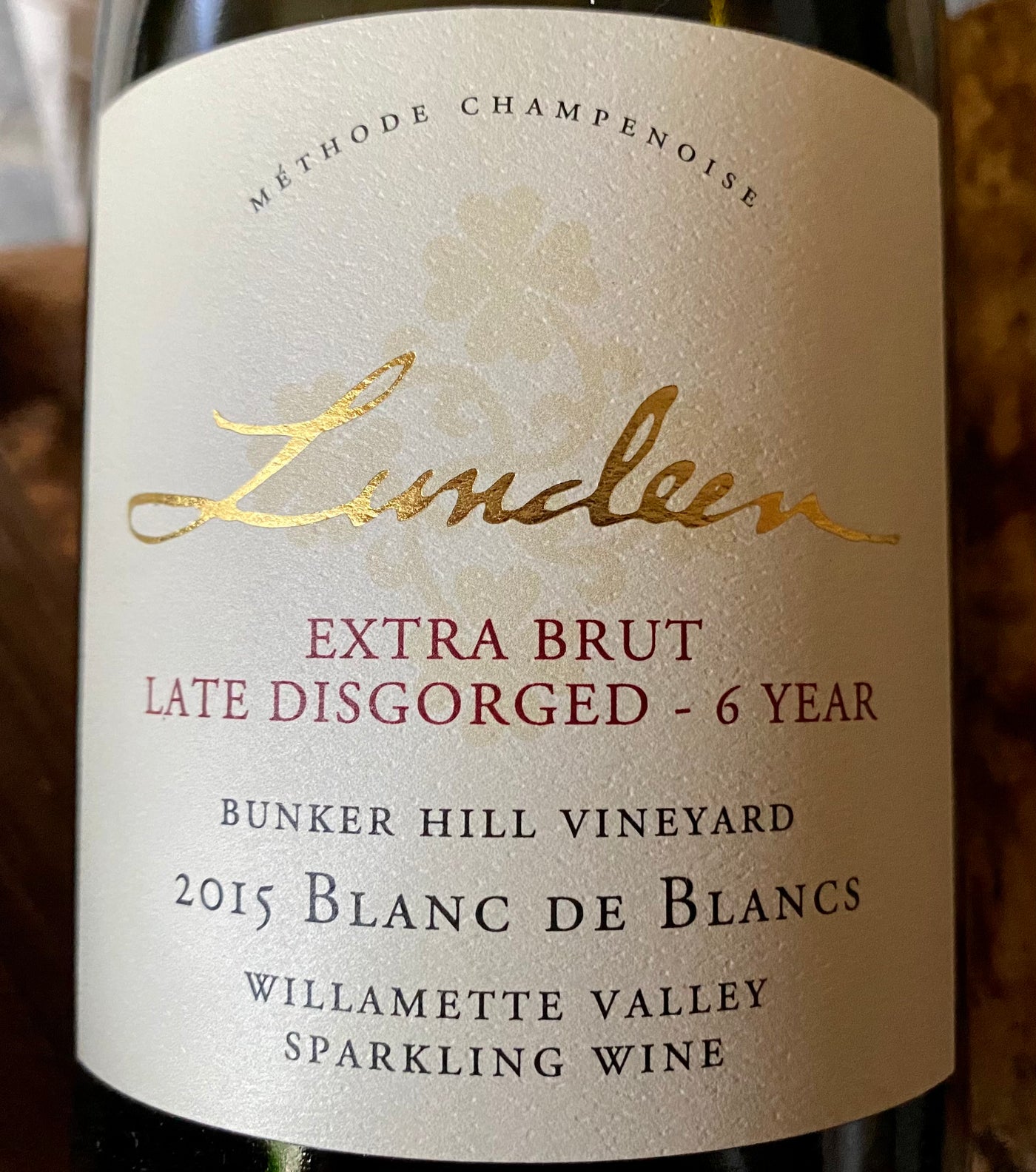 Lundeen Extra Brut Late Disgorged 6-Year Blanc de Blancs Bunker Hill Vineyard 2015